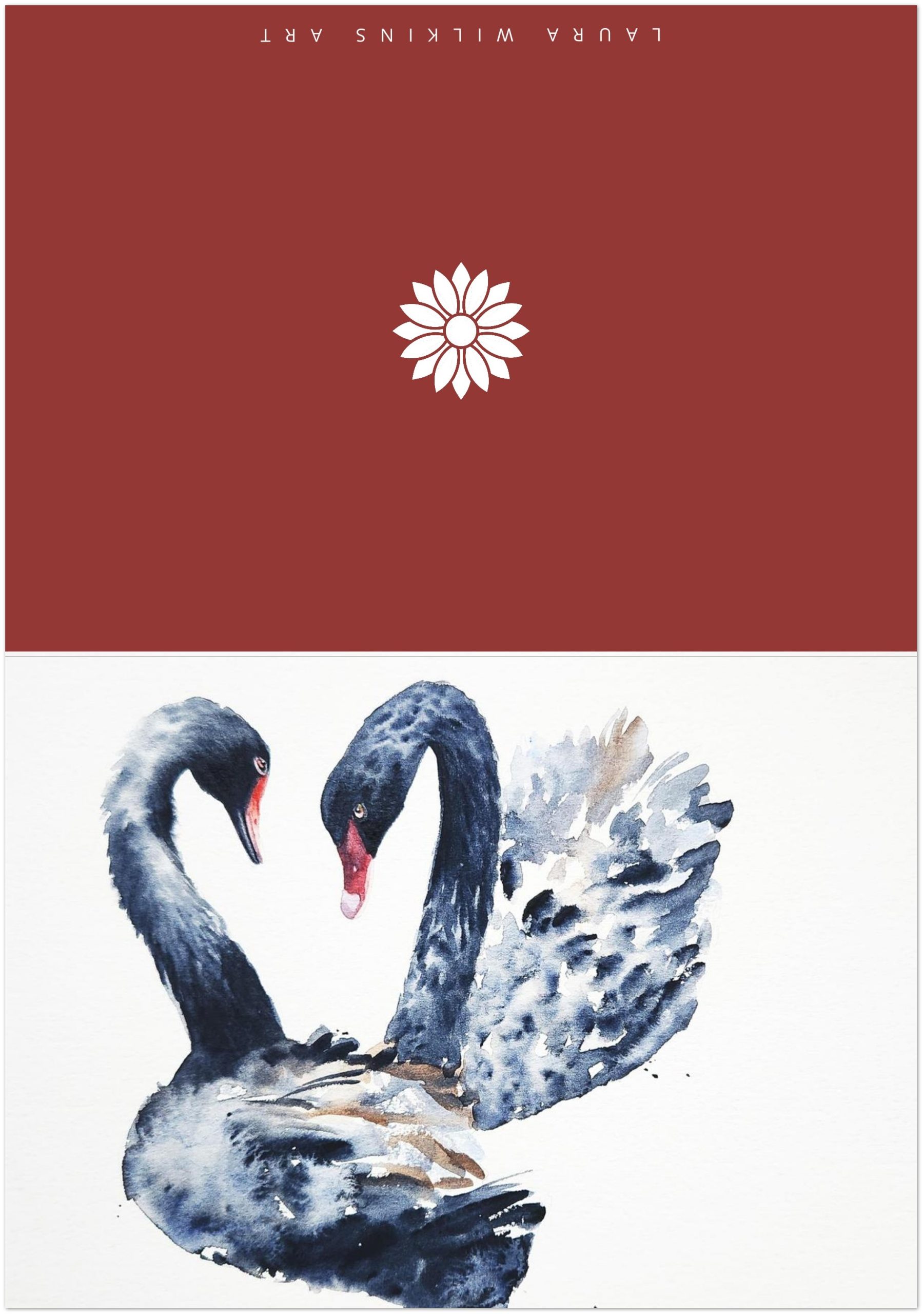 Limited Edition Greeting Cards, Set of 10 - Black Swans Couple - Image 3